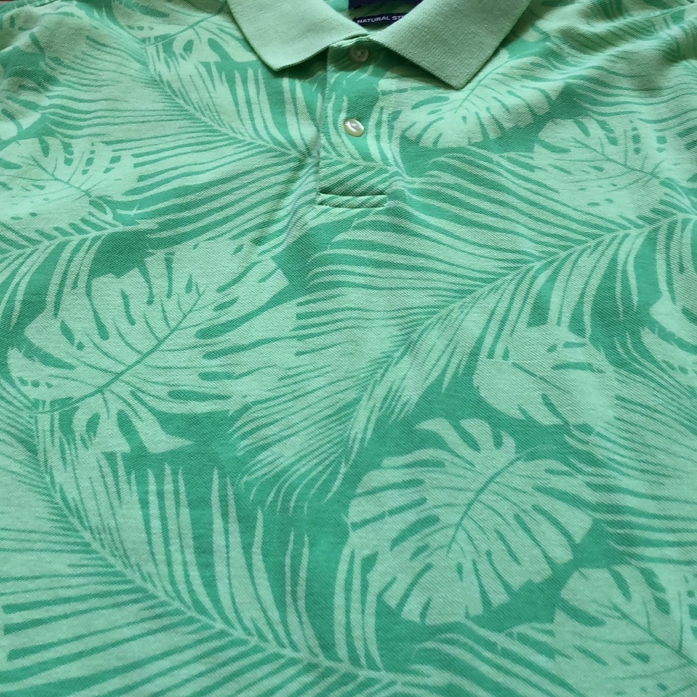 Men's CHAPS tropical polo shirt green palm leaves, XL - Picture 9 of 9